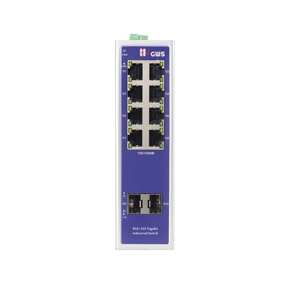 Неуправляемый 8-портовый коммутатор Ethernet с оптическим портом 2 * LC полный гигабитный DIN-рейка промышленный оптоволоконный переключатель
