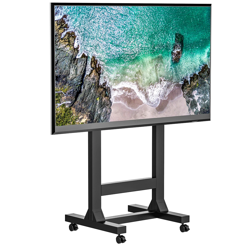 High Quality Flat Heavy Duty Modern Metal Movable Height Adjustable 65-100 Inch LCD TV STAND With Wheels