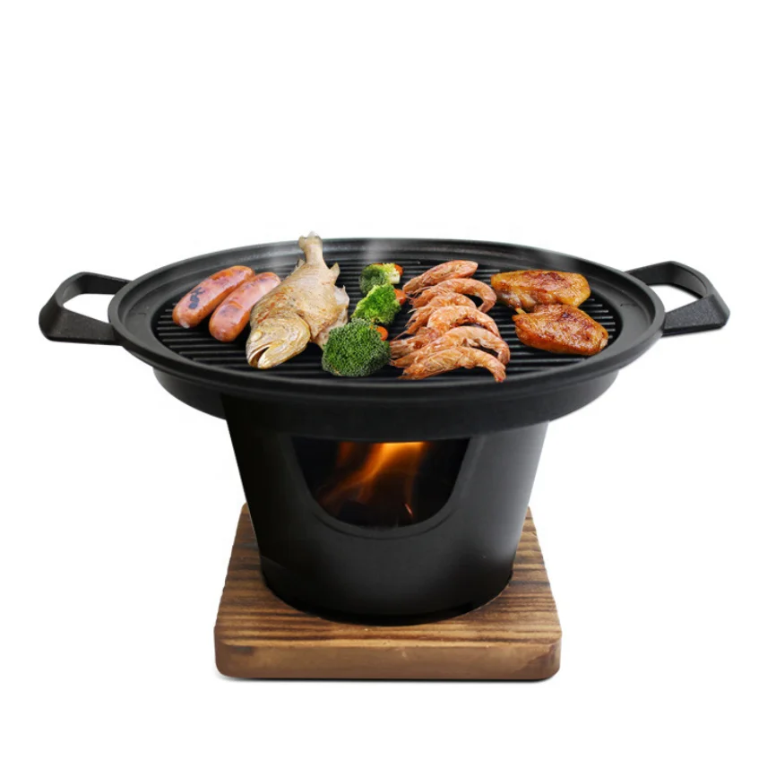 Japanese barbecue grill mini cast aluminum portable tabletop alcohol stove bbq grill set