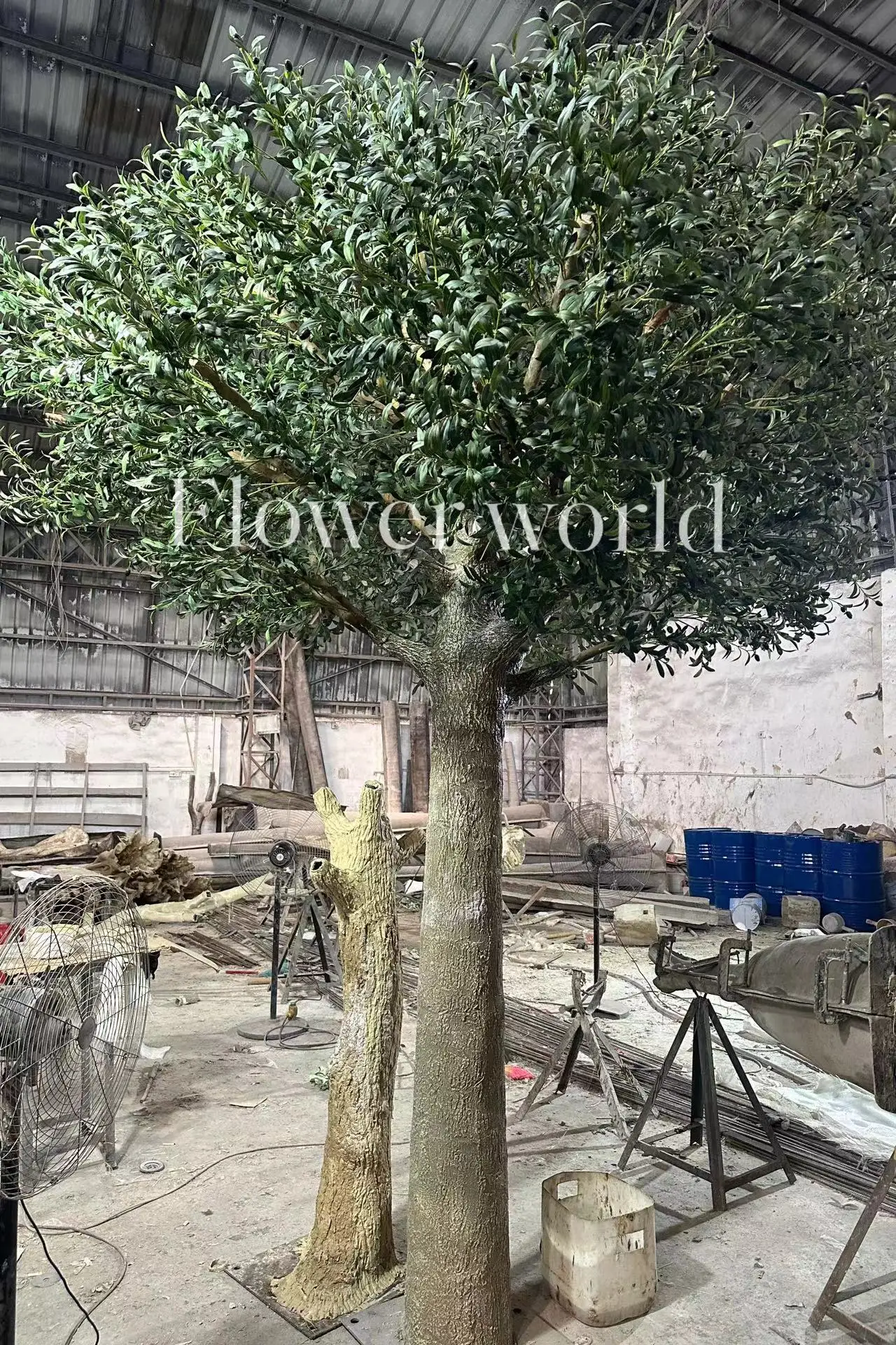 Custom High Simulation Hotel Decoration Bespoken Evergreen Giant 10ft Mediterranean Artificial Big Olive Tree With Faux Fruit