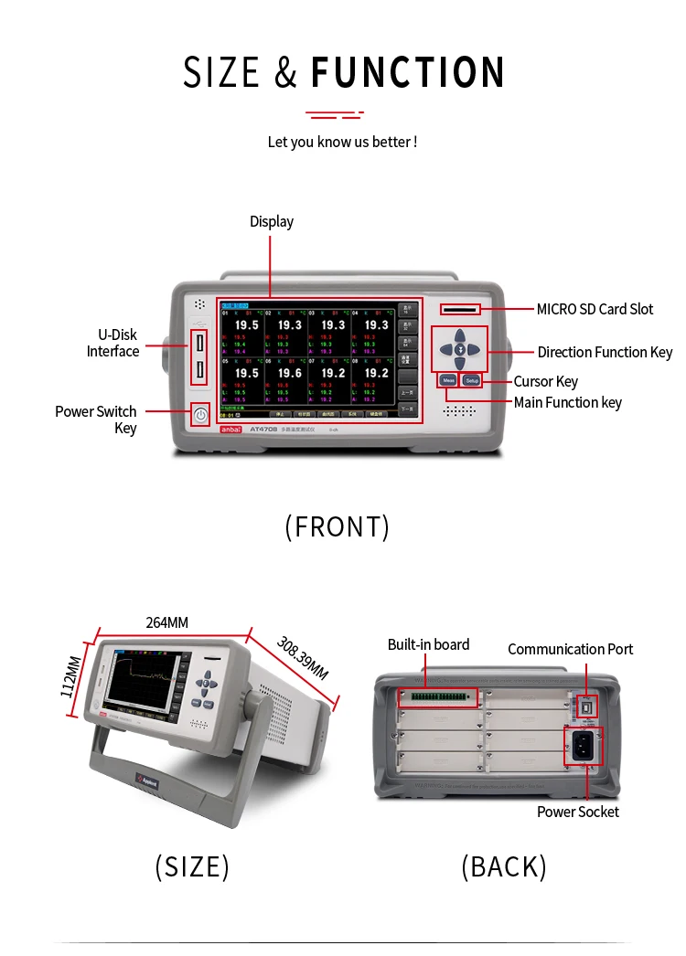 AT4716   350V Isolation Voltage  Temperature  Testing Meter