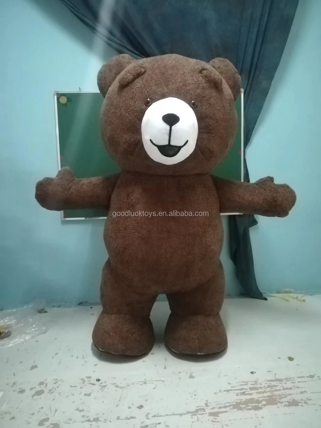8ft White  teddy Bears Mascot Yellow Video Shot Cartoon 6 Feet  Teddy Bear Costume hot sale pop brown bear with coat