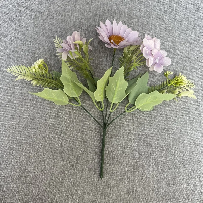 Artificial bunch of artificial flowers sun lotus and butterfly ball flowers for European-style home decoration