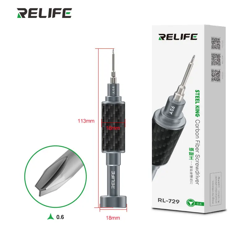 RL-729 стальная отвертка RELIFE Y0.6/0 8/+ 1 5/+ 2 5/T1 для ремонта мобильных телефонов
