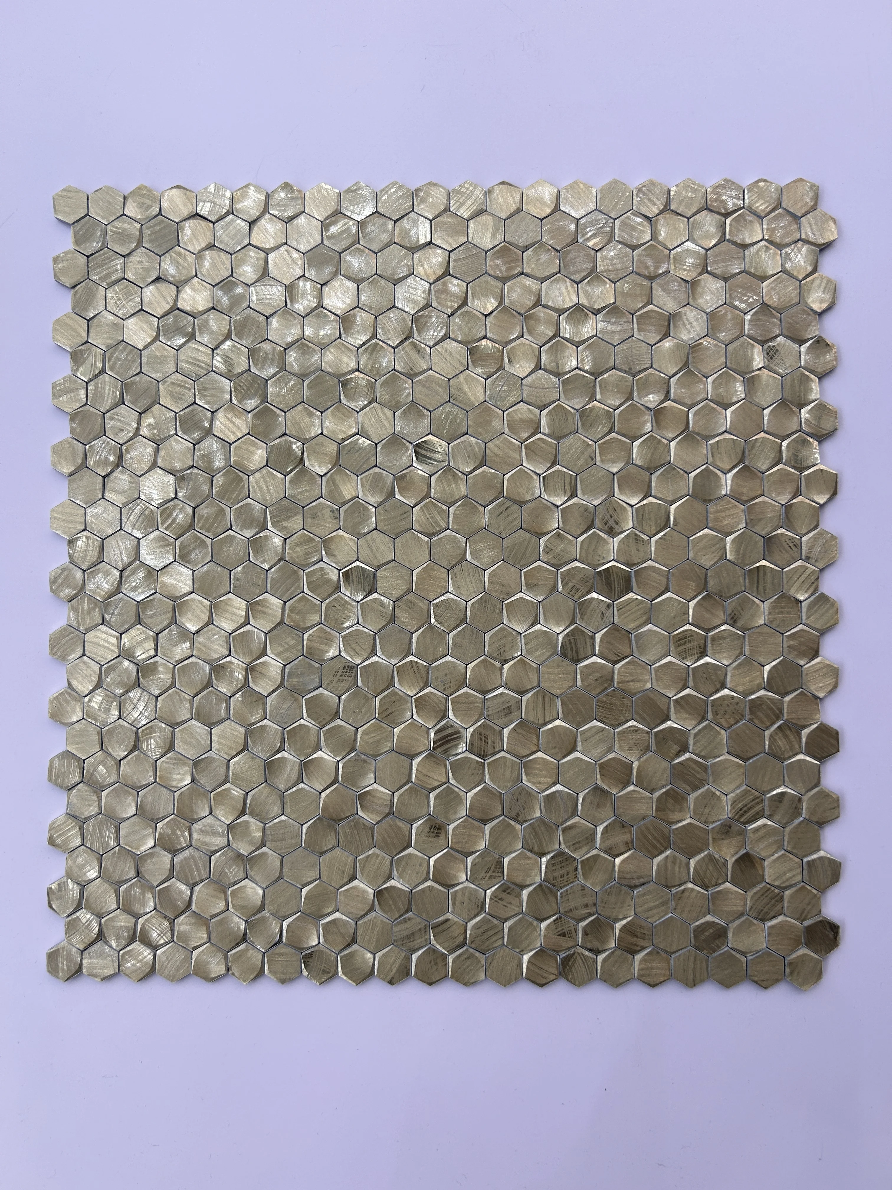 Mini Hexagon Gold Solid Aluminium Gravity Metal Mosaic Tile for Home Decor