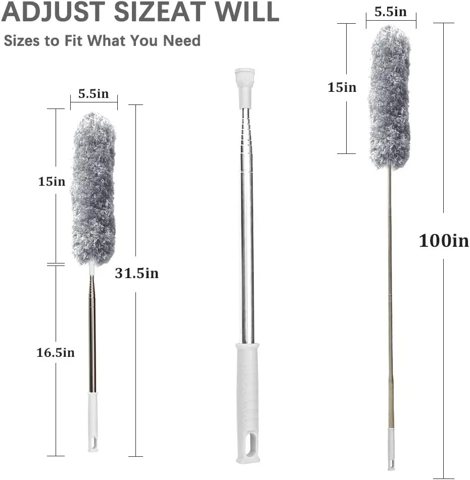Extendable High Ceiling Fan Dust Cleaning Chenille Blinds Cleaning Cobweb Microfiber Duster
