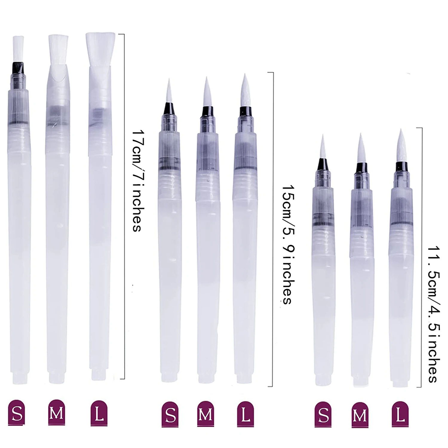 Portable refillable empty nylon water brush pen for watercolor  paintbrush