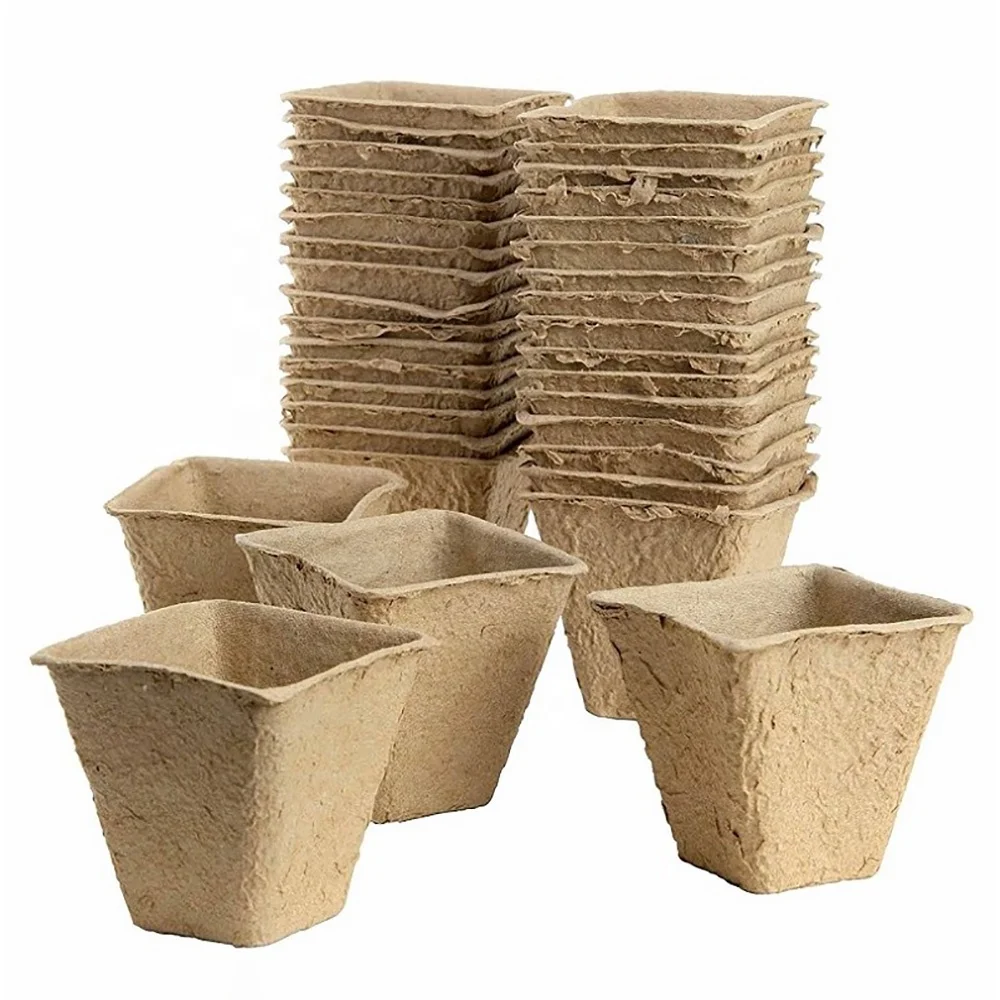 3 Inch square eco friendly seed starter trays seedling pots biodegradable peat pots