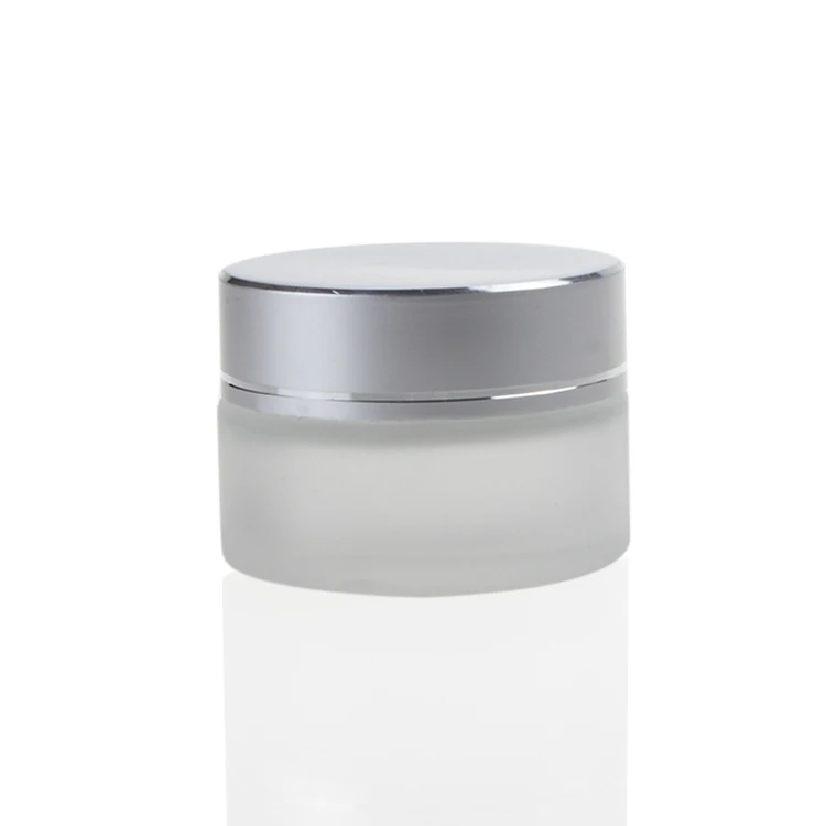 Wholesale frosted cosmetics containers and packaging 5g 10g 20g 30g 50g cosmetic glass jar with silver lid