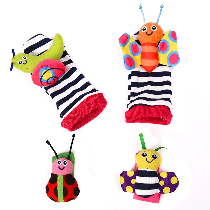 
Baby insect wrist rattle educational toy baby watch with socks rattle snail butterfly socks 