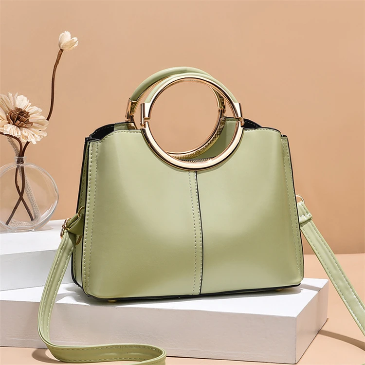 Manufacturer Customized 2022 Green Colour Printed New Model Leather Ladies Hand Bag For Travel