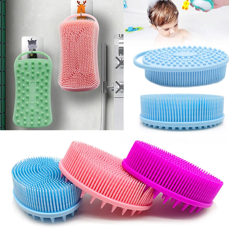 Soft Silicone Bath Body Brush Double Cleansing Hair Head Washing Comb Silicone Brush