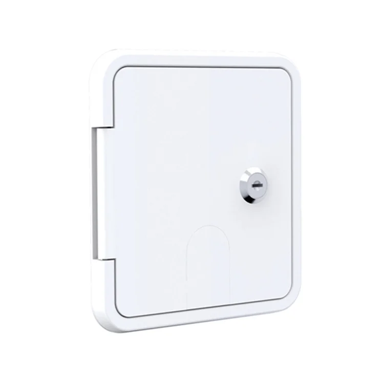 White Square Plastic Profile Electric Cable Hatch Rv Cable Cover With Key Rv Camper Electric Cord Cover