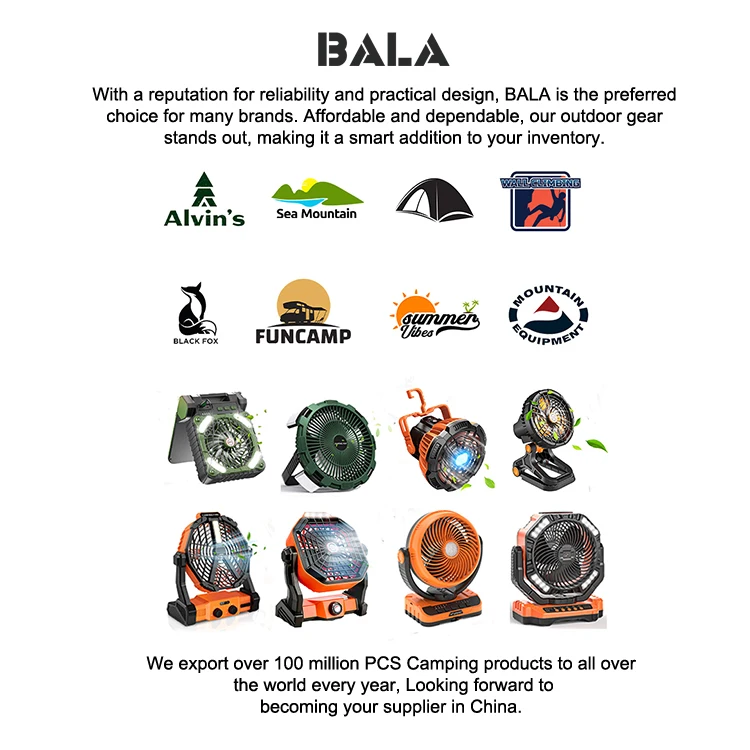 10000mAh Rechargeable Super Bright Led Light Sleep Mode Oscillating Fan Tent Fan Auto Oscillating Waterproof Outdoor Solar Fans