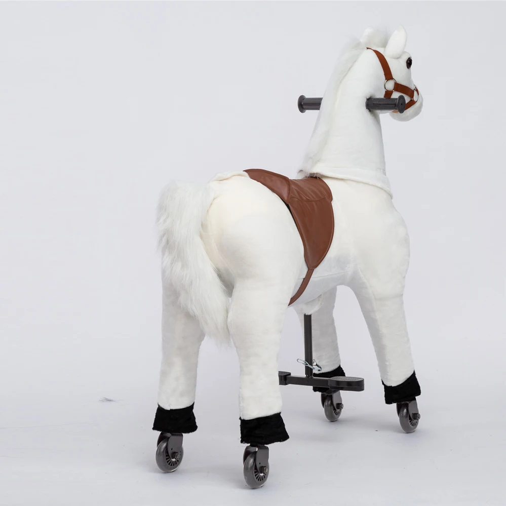 Factory CE & ASTM-F963 Wholesale Unisex Mechanical Horse Toy Plush Ride-on Horse with Wheels 1-Year Warranty