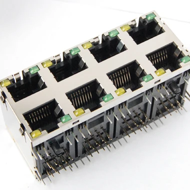 
 Двухрядный сетевой интерфейс Lycn, разъем RJ45, 2*4, 8 портов с желтым, зеленым светодиодным индикатором, патронный разъем, Соединительный разъем  