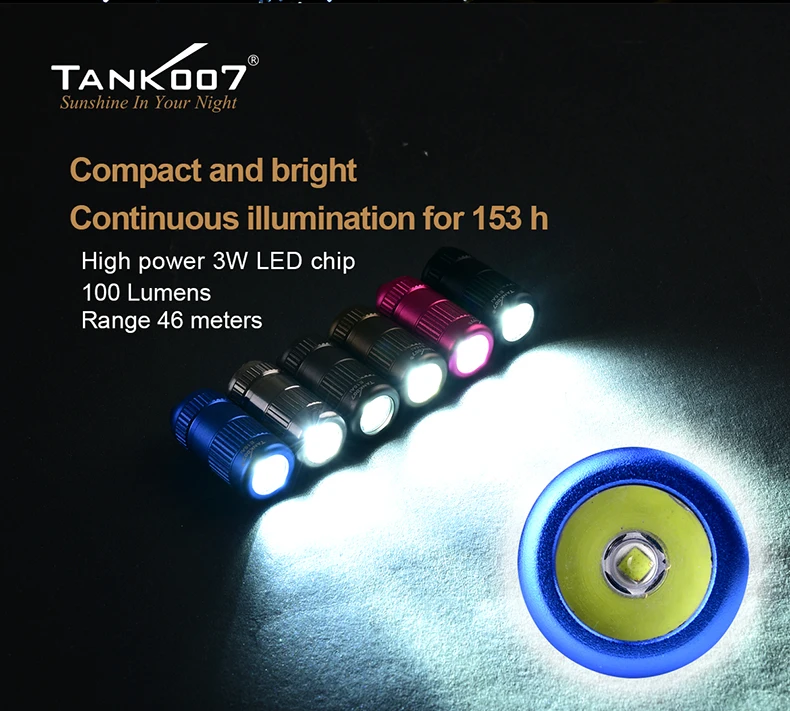 Tank007 Small Custom Logo FlashLight Mini Keychain Flashlight OED ODM LED Torch Light Powerful Finger Torch Aluminum Flashlight
