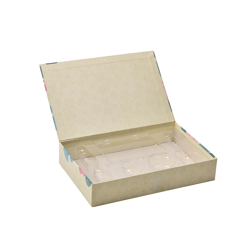 Custom Biodegradable Coated Paper Christmas Eve Gift Packaging Paper Box Cosmetic Gift Box for Christmas With Plastic Tray