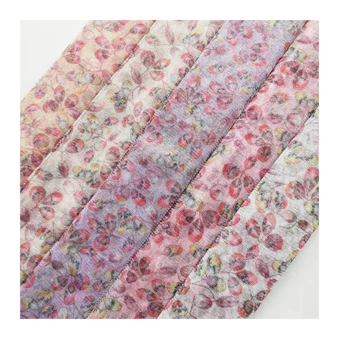  Micro-elastic hexagonal wire net silver screen small leaf digital printing skirt and other fabrics in