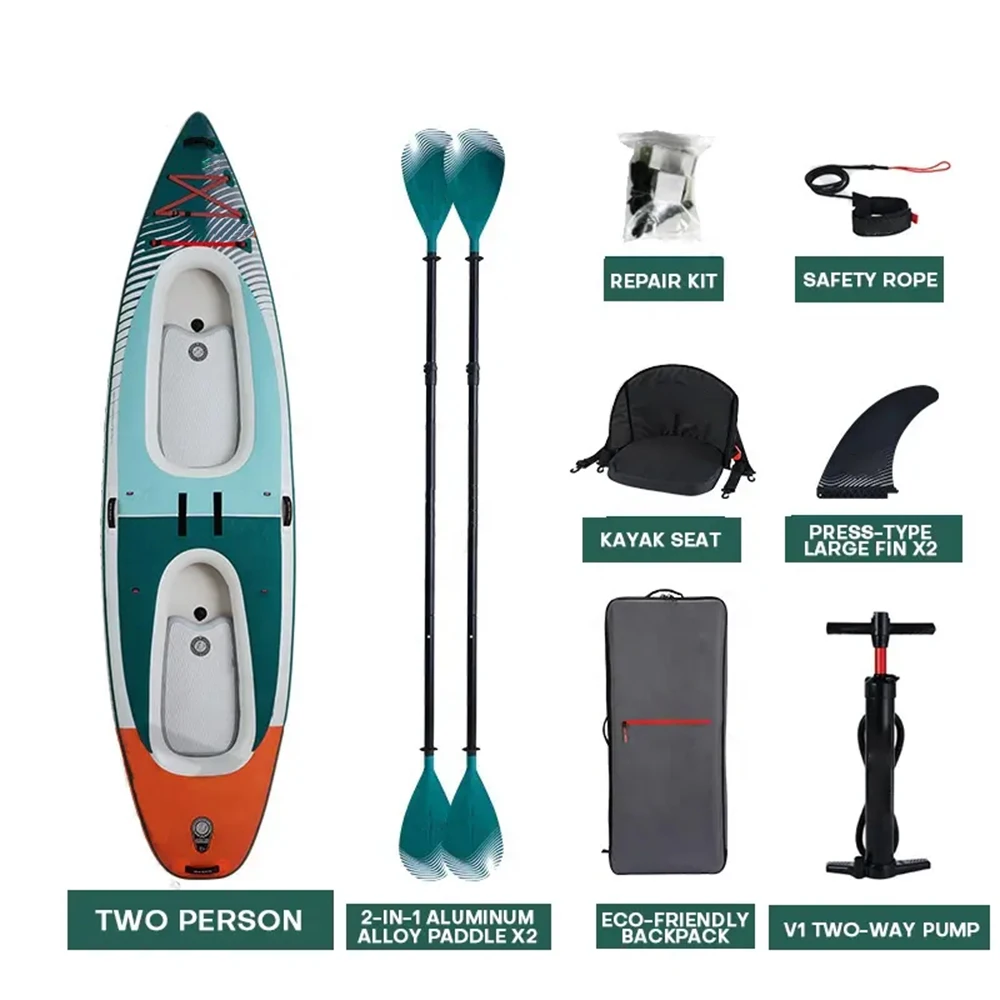New Design Customized Inflatable Rafting Kayak Sea Canoe Single Person Two Person Sup Kayak Water Surfing Board