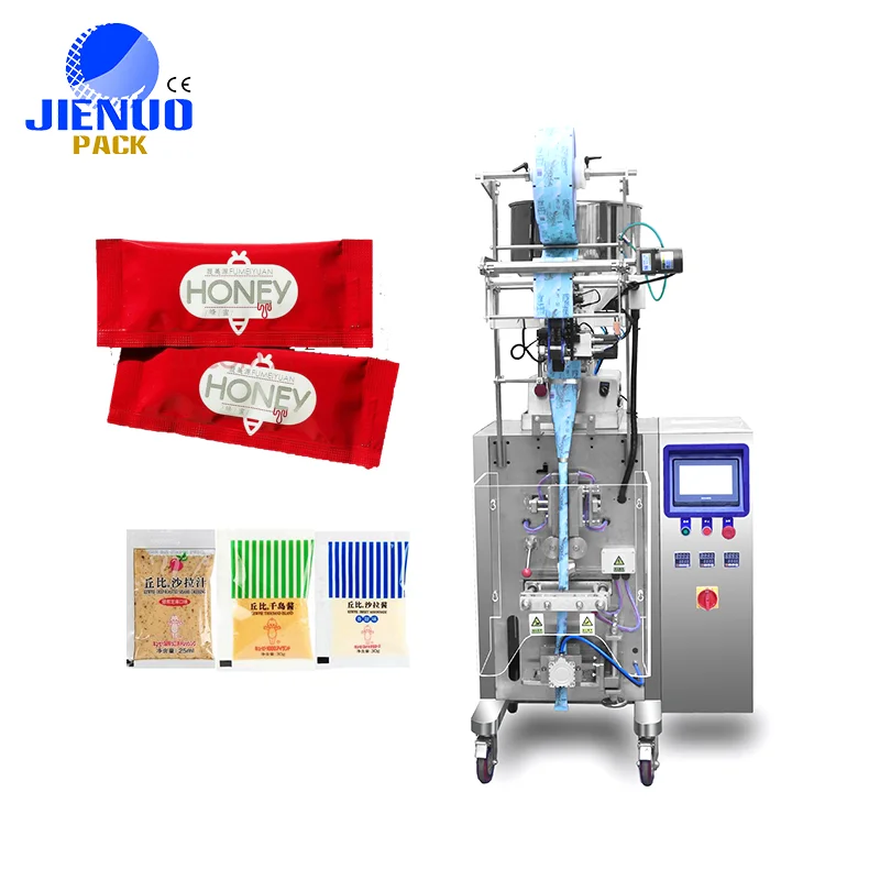 Vertical 4 Side Seal Automatic Shampoo Mayonnaise Chocolate Liquid Filling Sachet Mustard Packing Machine