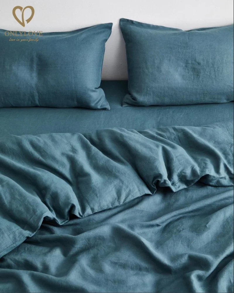 100% Pure Linen Duvet Cover Set Customized Queen King Linen Bedding Set Bed Sheets Pillowcases 4 pcs Bedsheet