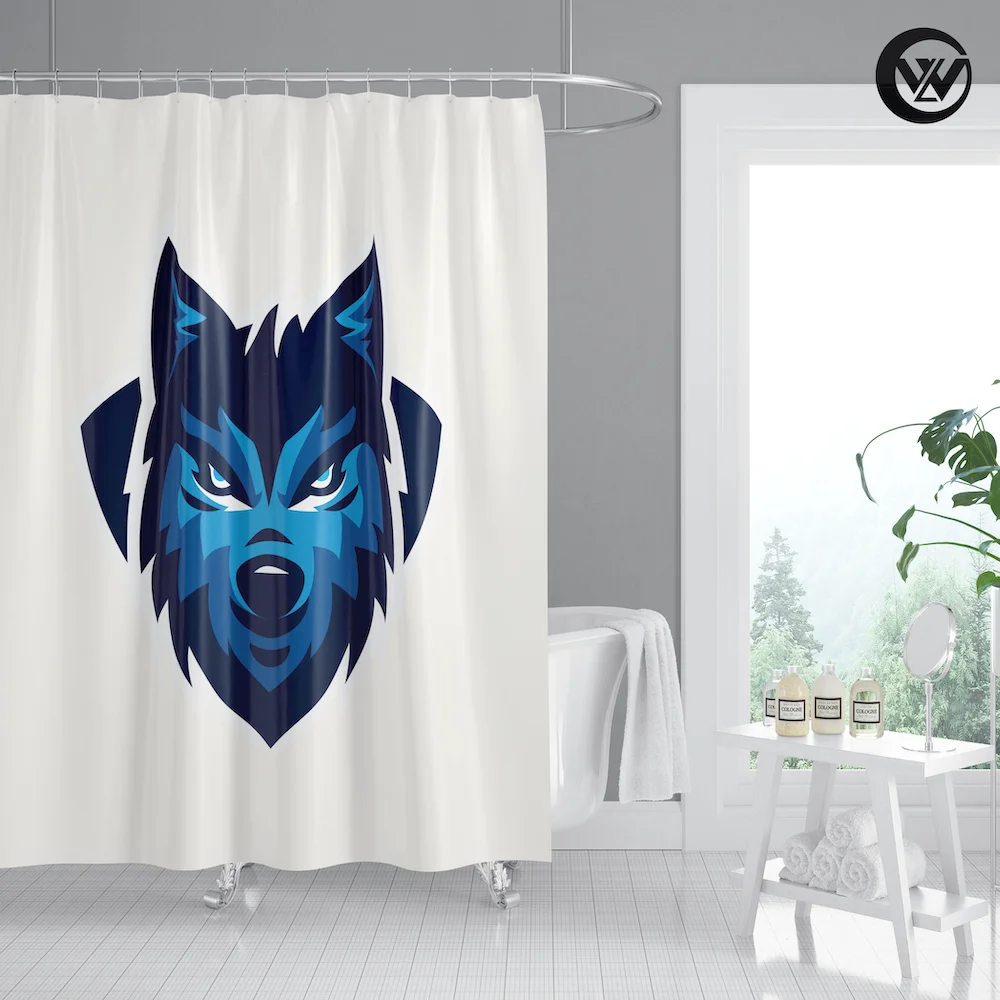 
Textile Polyester Fabric Wolf Home Bathroom Curtain, Wholesale Printing Animal Children Bath Hotel Shower Curtains/ 