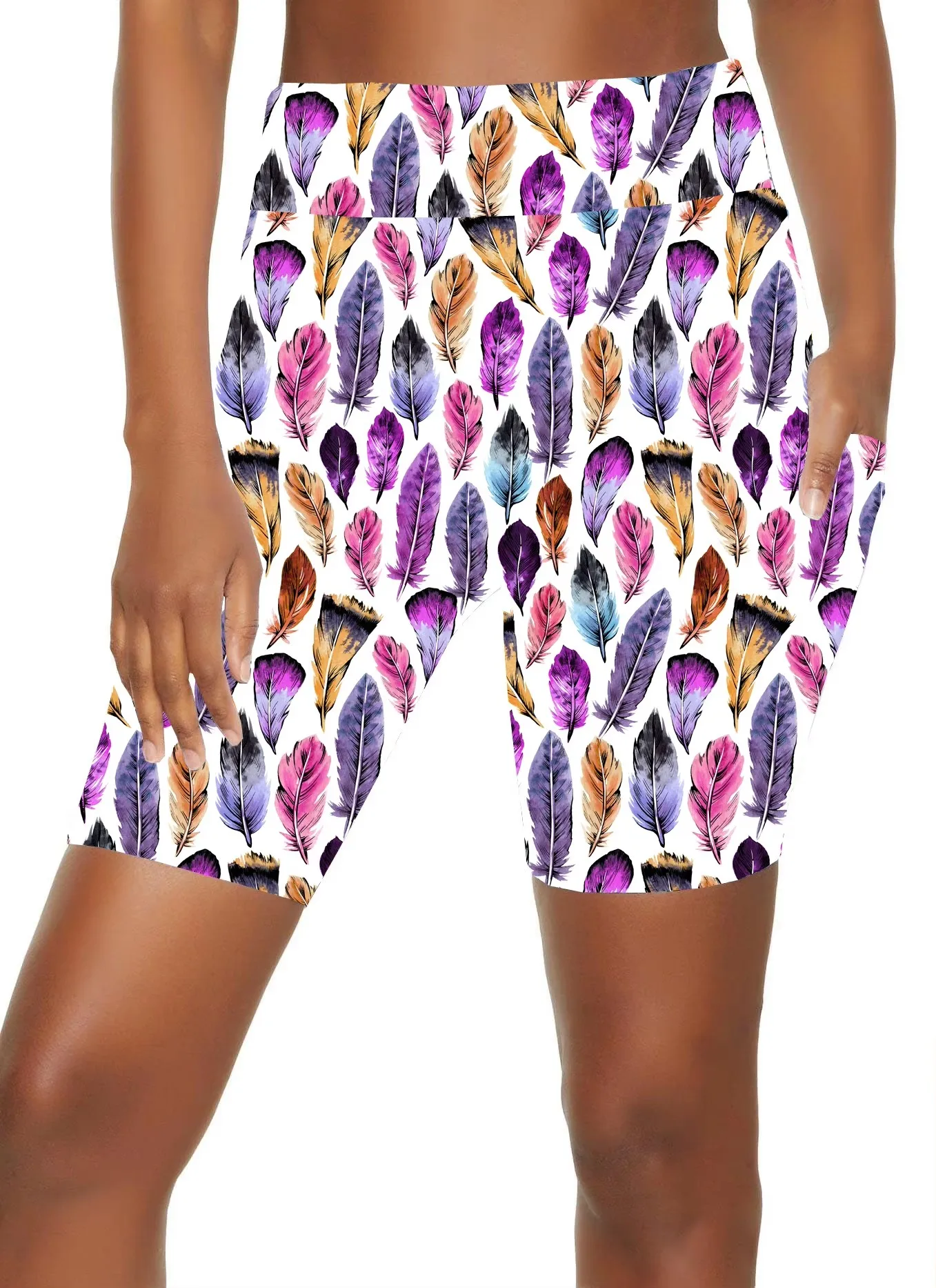 Dropshipping China Trendy Double Brushed Milk Silk  High Quality Shining Stars Full Printed Pocket Shorts For Women