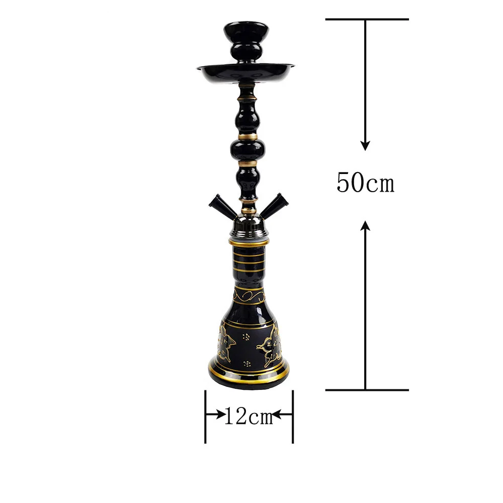 Hot Selling Small Size Two Person Special Design Black Retro Smoke Hookah Smoke Shop Shisha with Bowl Hose