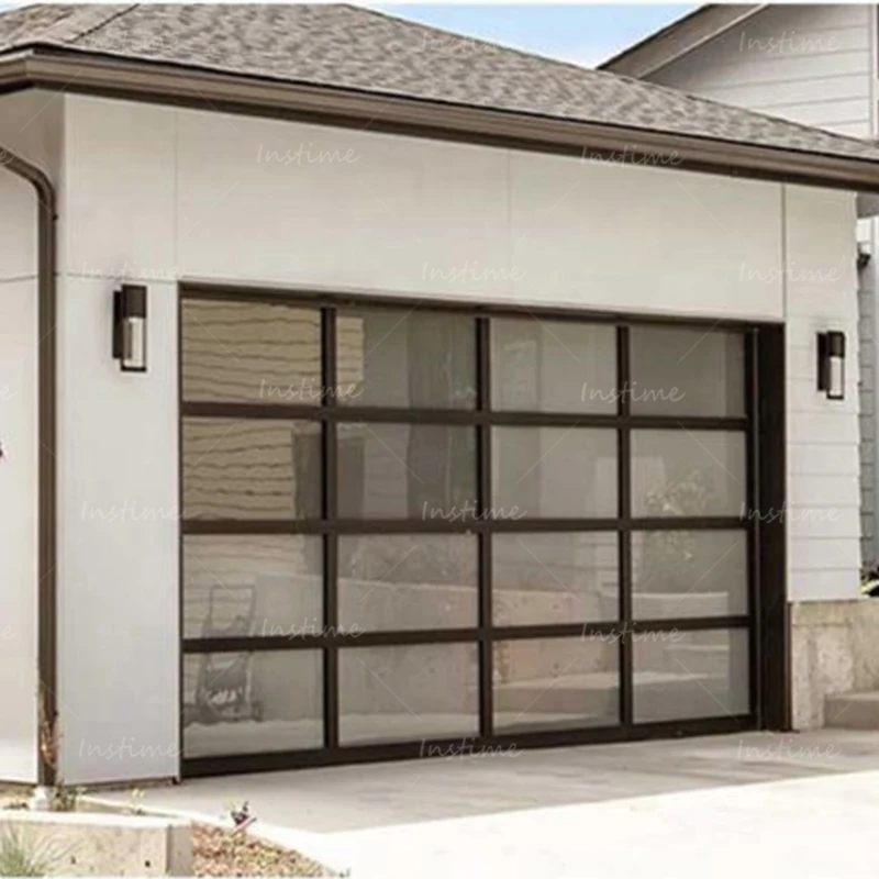 Instime Modern Design Smart Automatic Motor Lift Garage Door Double Track Aluminum Alloy Garage Doors For Villa