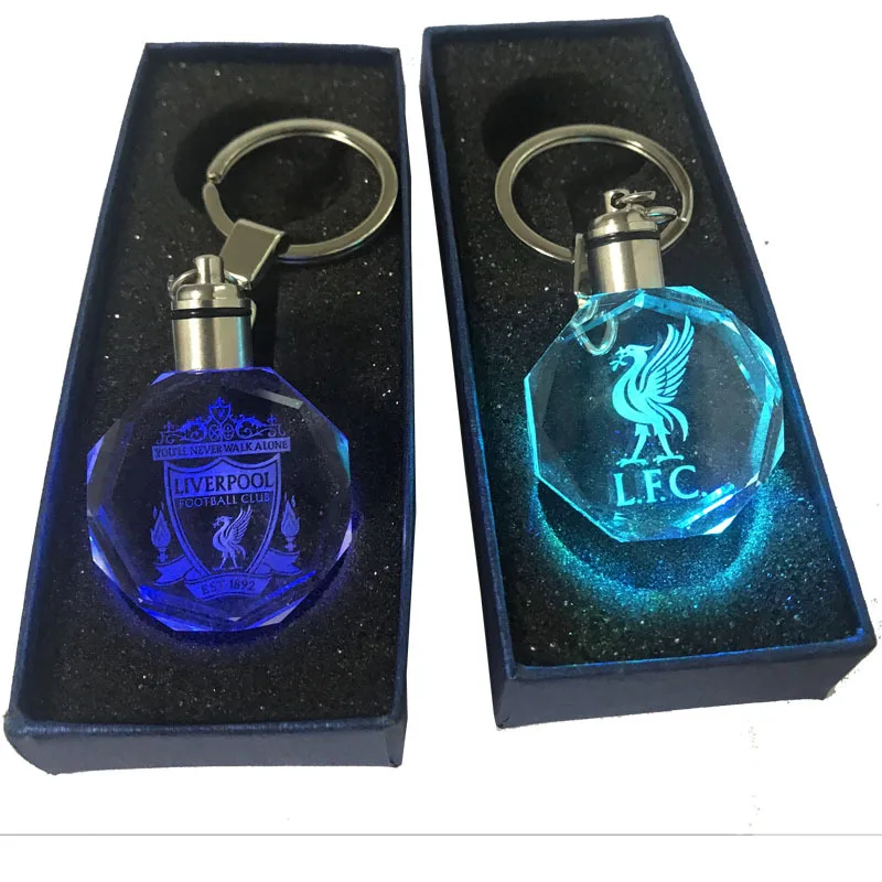 
Custom logo promotion gift cheap 3d laser photo name design led clear crystal keychain key chain with gift box 