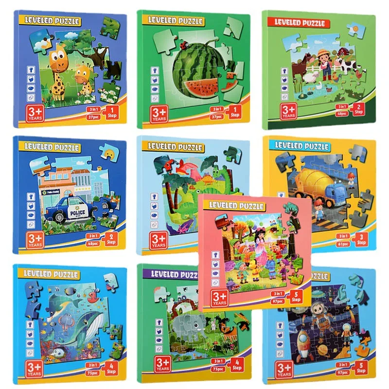 U Plus 2023 new product early educational learning toy magnetic book wooden jigsaw puzzle