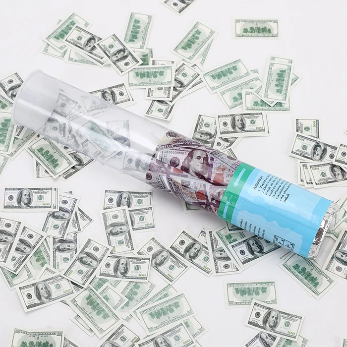 Mini Dollars Plastic Paper Money Confetti Party Popper Cannon