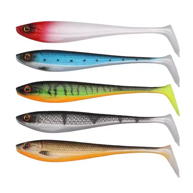Weihai New Products Worm Soft Bait Fishing Tackle Lure Artificial Silicone Lure Saltwater T -Tail Baits