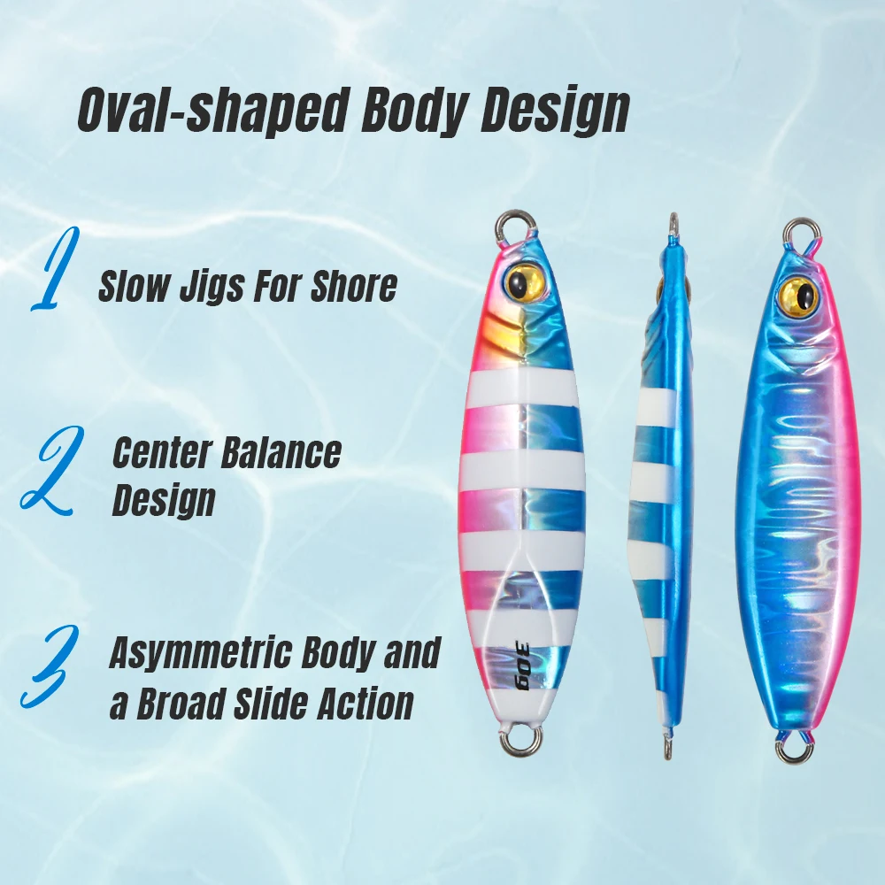 Jigging pro Fishing Lure Mackele 3D Design 20g 30g 40g 60g Shore Casting Jigging Lure Saltwater Slow Fall Jig Lure Hard Bait