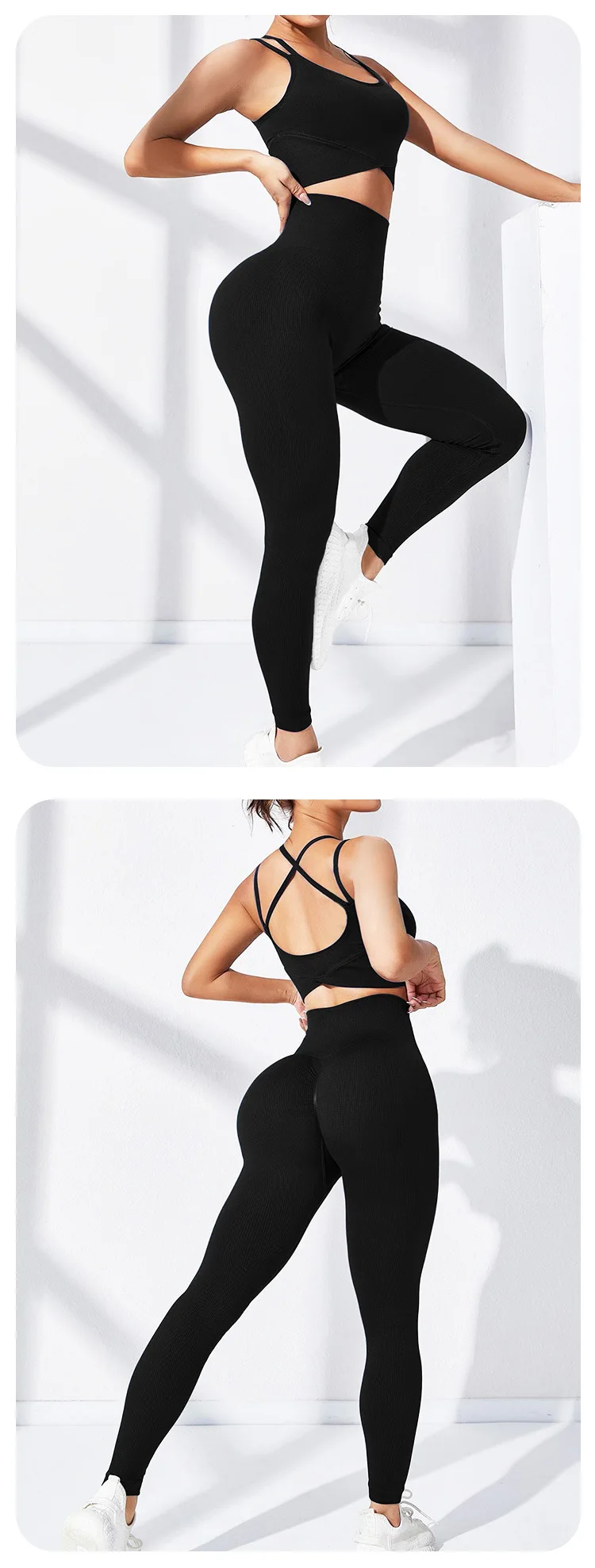 Yoga With Chest Pad Yoga Clothing Suit Female Fashion Beauty Back Top Yoga Trousers Sports Training Fitness Seamless  Suit