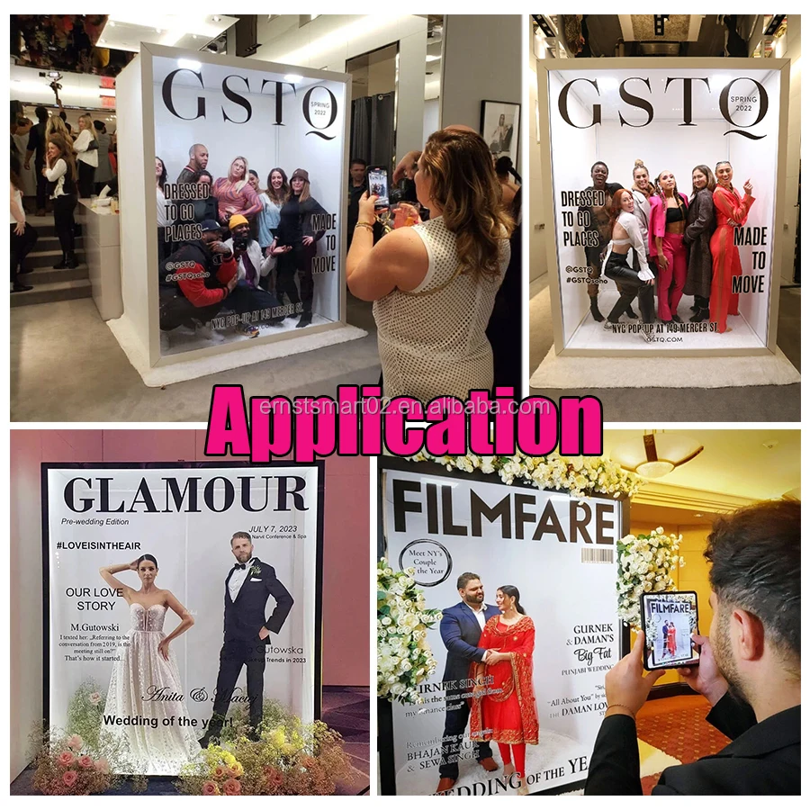 New Photography Background PVC Magazine Photo Booth Box Backdrop Advertising Trade Show vogue magazine photo booth