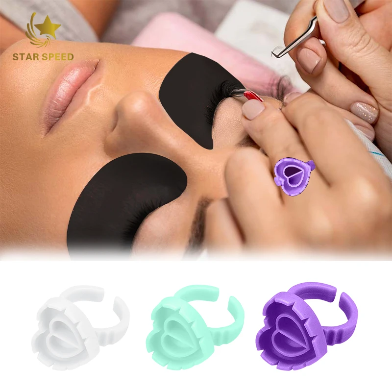 Star Speed Wholesale Pink Heart Shape Flower Glue Ring Eyelash Extension Tools Lash Glue Rings