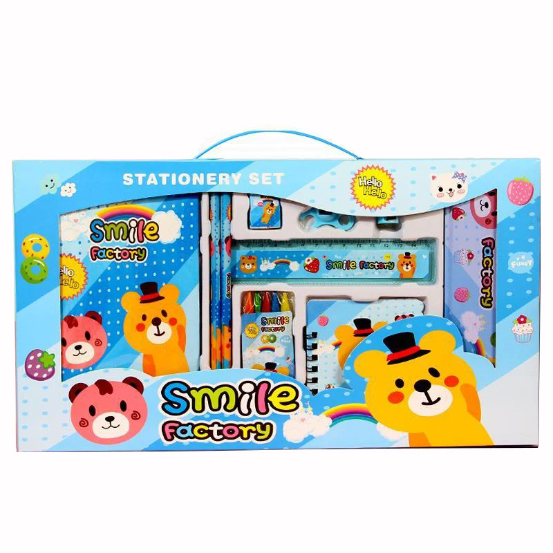 School Student Gift Set School supplies stationery set Kids Pencil Eraser Notebook Ruler Kids Stationary Gift Set