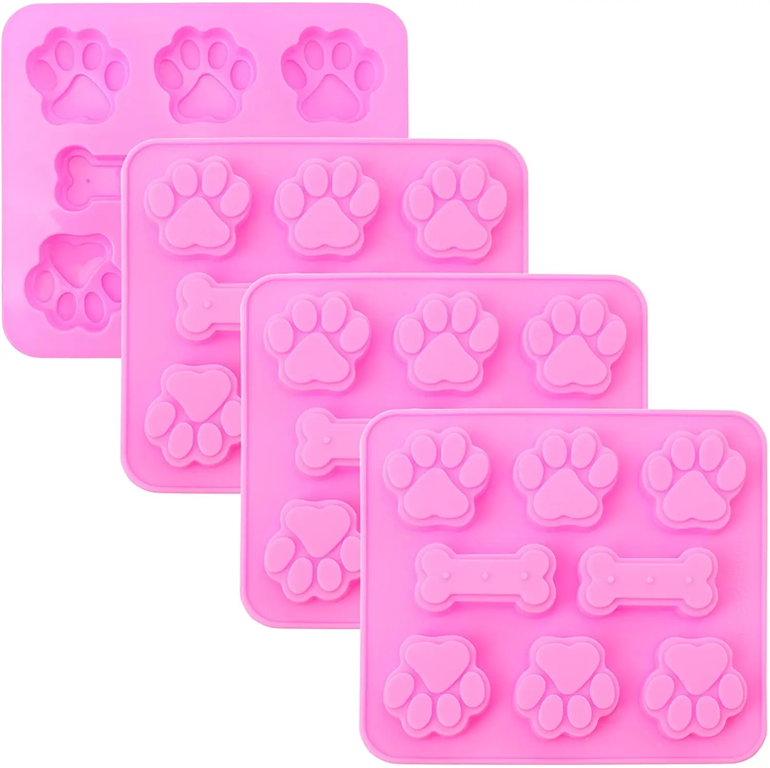 Amazon hot sell moldes de navidad backen chocolate jelly puppy paw dog and bone silicone molds