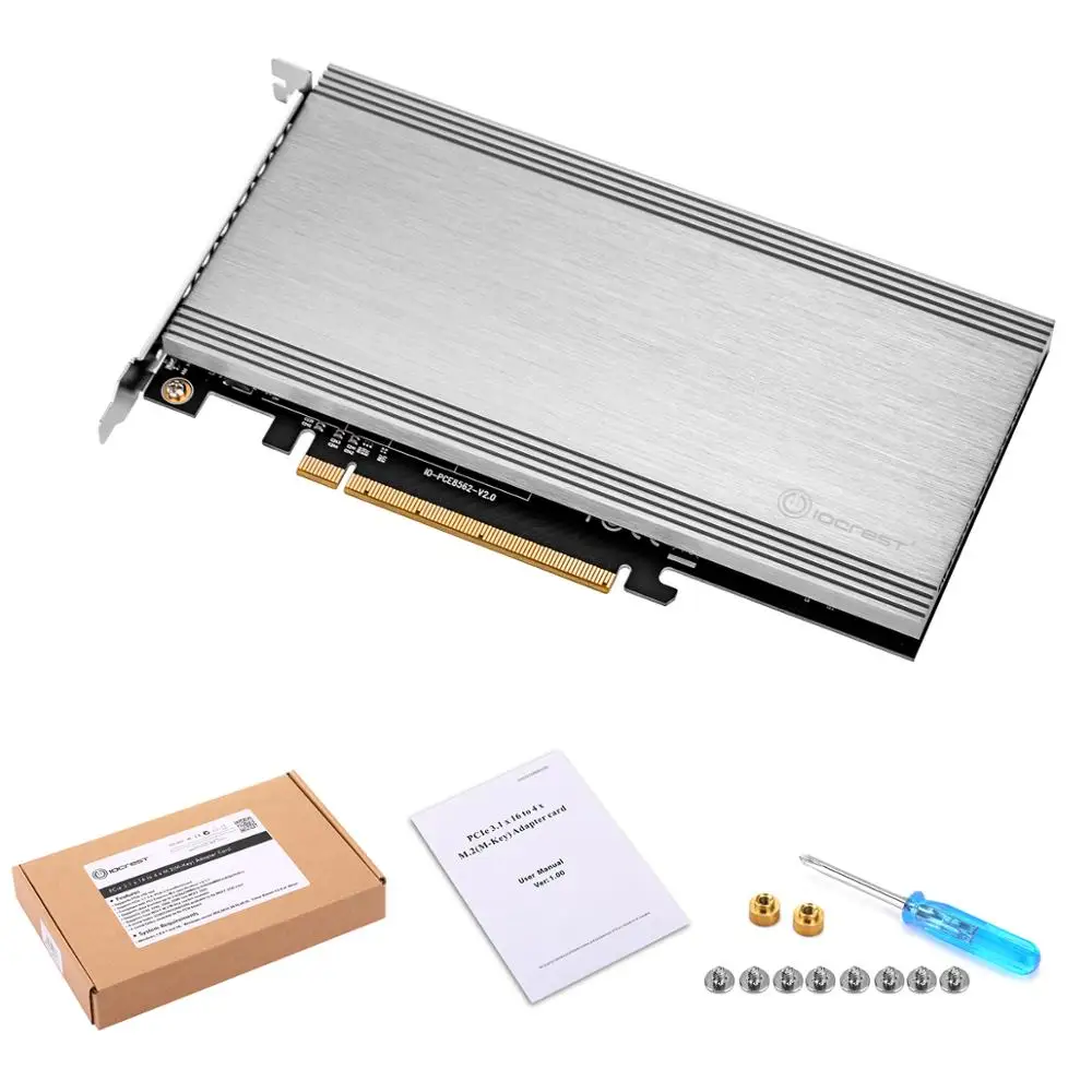  IOCREST 4 порта с полной скоростью M.2 NVMe m key порты для PCIe 3 0x16 карта адаптера