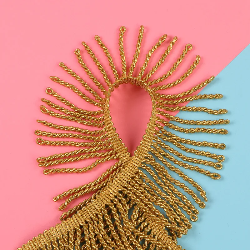 Gold metallic twisted metallic bullion fringe for flag