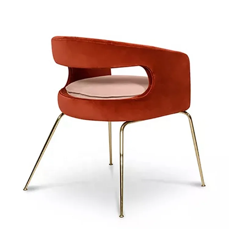Hot sale modern dining room furniture upholstered luxury metal leg velvet dining chair