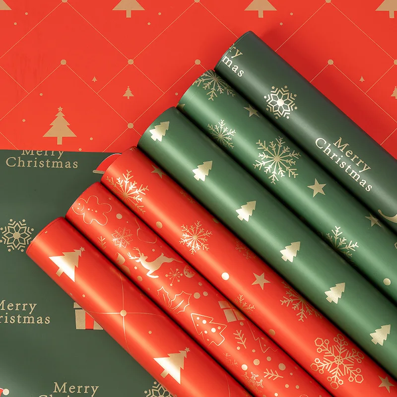 Customized Christmas Pattern Opaque Flower Wrapping Paper for Gifts DIY Waterproof Floral Bouquet Wrapping Film for Fresh Flower