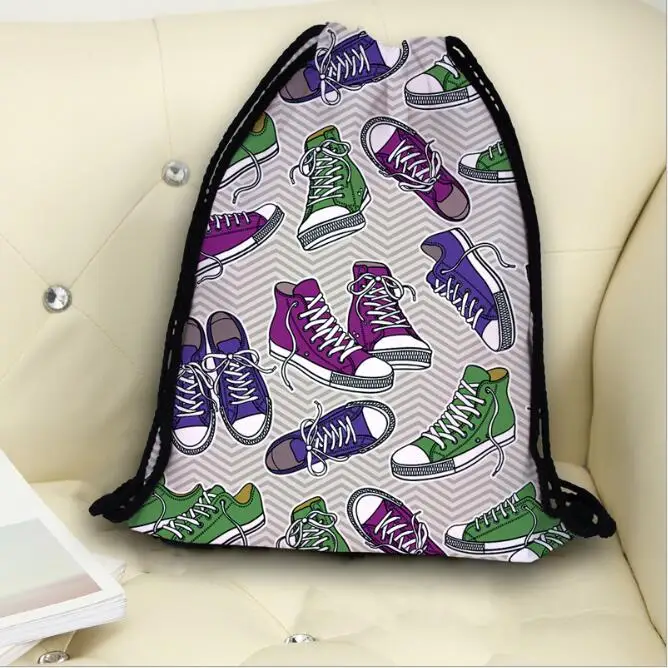 Custom Shoes Printing Drawstring Backpack Bag  Polyester Sports Pack Bag for Traveling Sport