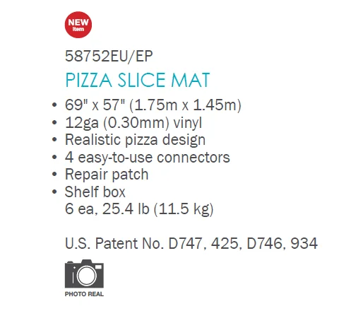 Intex 58752 Inflatable Sliced Pizza Mat Water Sports toy Swimming Floating Mat
