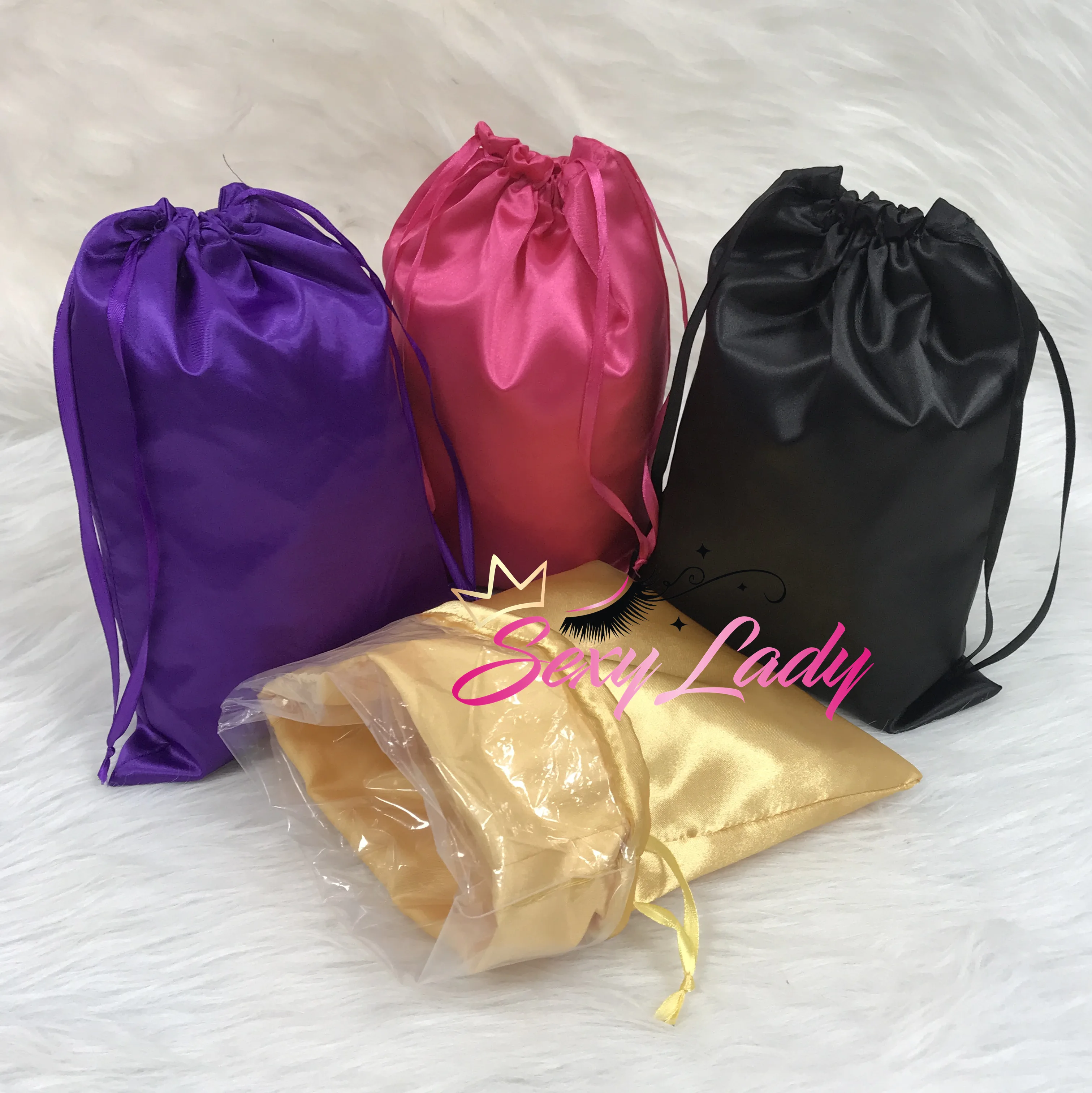 High Quality Soft Satin Swimming Bag Shopping waterproof 100 silk hair bag Drawstring Bags Swimwear Packaging