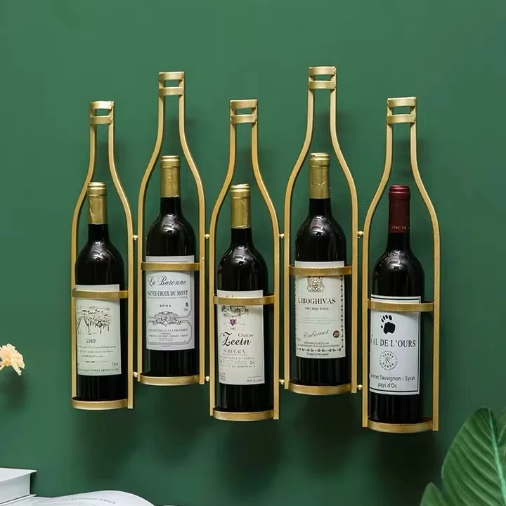 European vintage iron art wine rack wall hanging living room restaurant bar bar wine cabinet Creative wine rack wall hanging