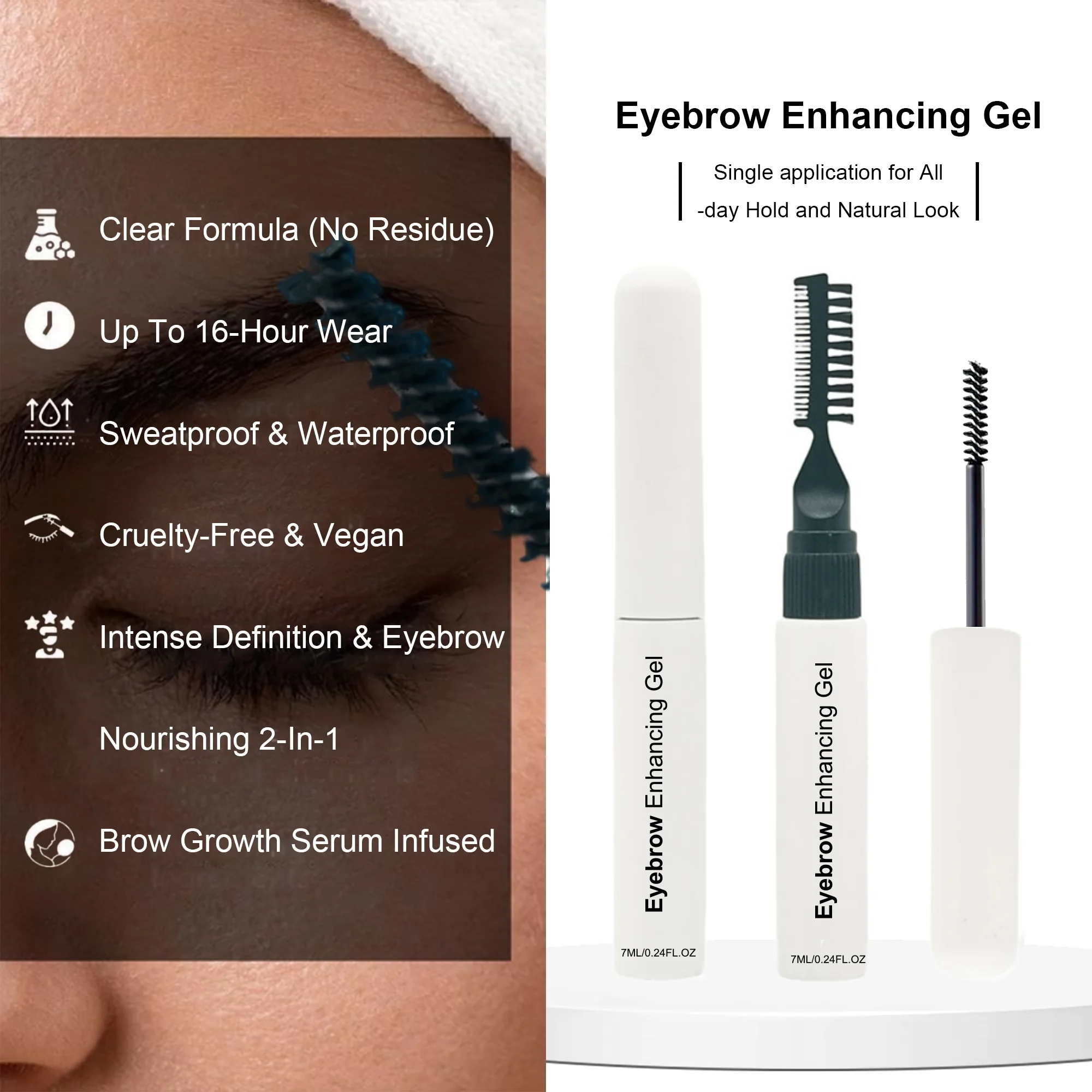 Natural Private Label Eyebrow Gel Cruelty Free Brow Styling Gel Set Eyebrow Enhancer Mascara Waterproof Brow Enhancer Gel