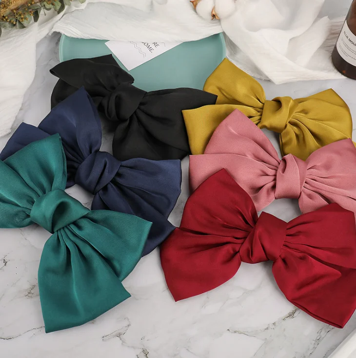 Women Satin Headband Big Bow Kont Hair Clip Hair Accessories for Girls